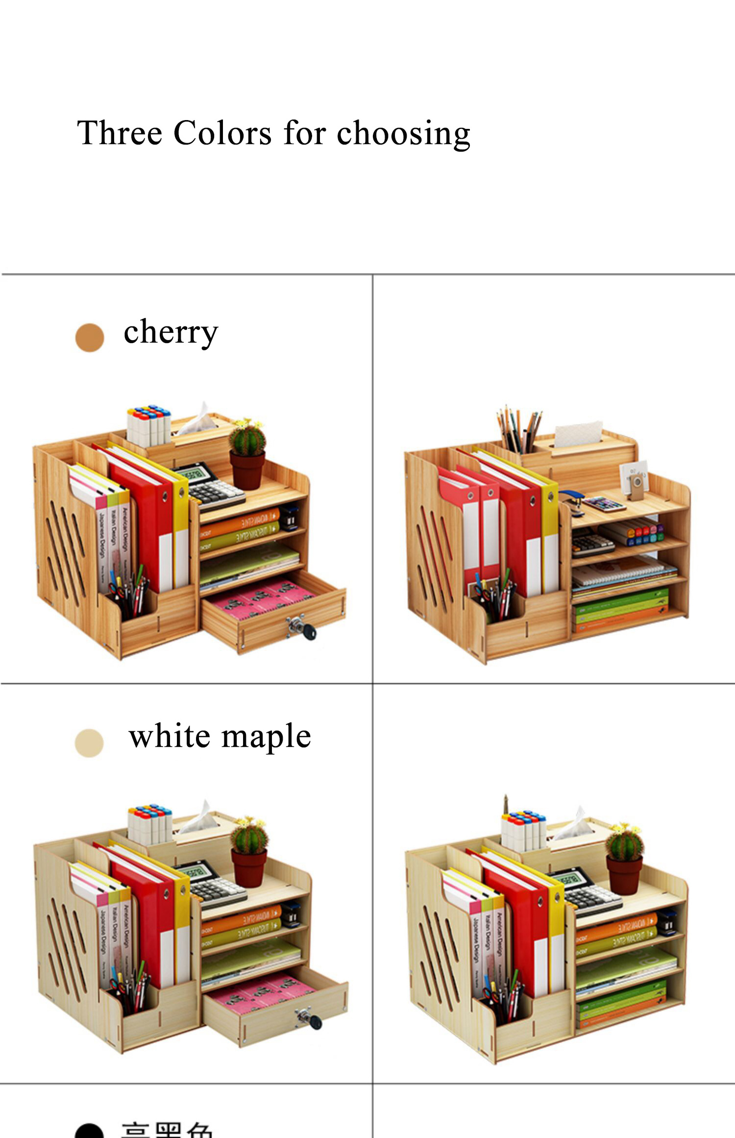 Wood Shelf Organizer for Desk with Drawers - Mini Desk Storage for Office Supplies