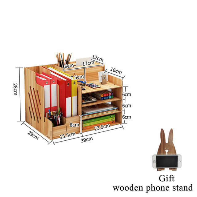 Wood Shelf Organizer for Desk with Drawers - Mini Desk Storage for Office Supplies