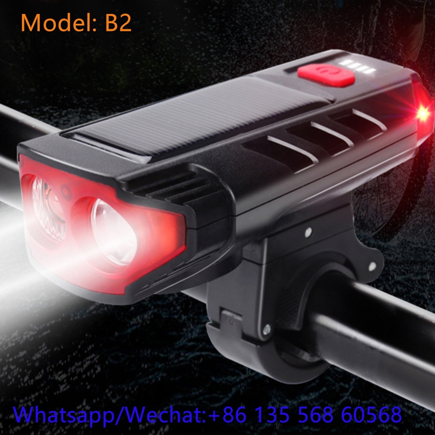 B2 Hidden GPS Tracking Device Solar powered  Bicycle front Light LED Light Gps Tracker for bike