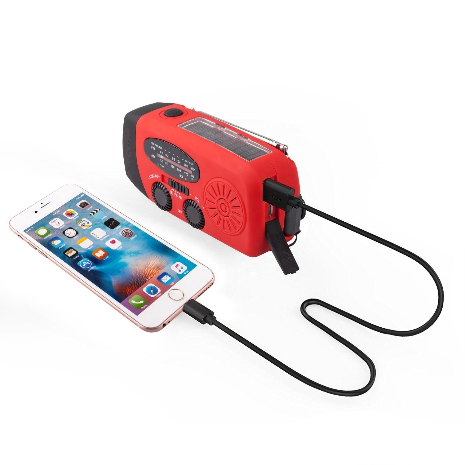 Emergency hand crank am fm noaa weather radio with flashlight  power bank