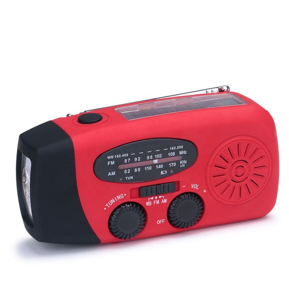 Emergency hand crank am fm noaa weather radio with flashlight  power bank