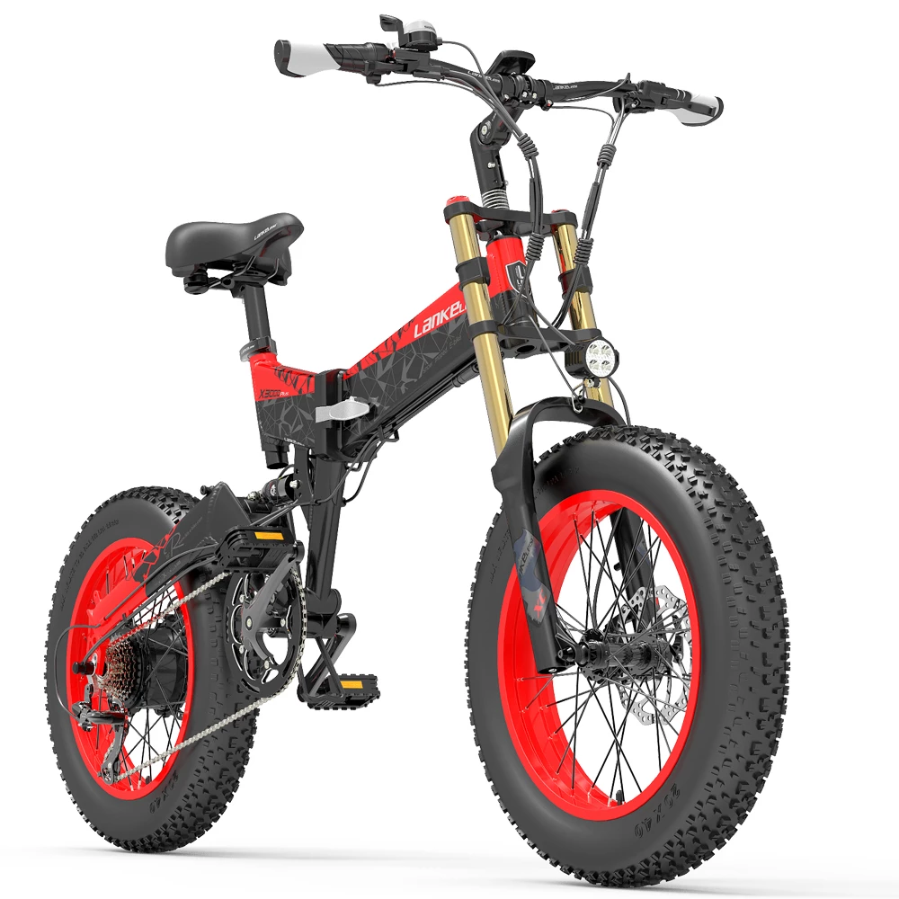 EU UK Folding fat tire electric bike LANKELEISI X3000PLUS-UP 20 inch 48v 17.5ah lithium battery ebike 1000w electric bicycle