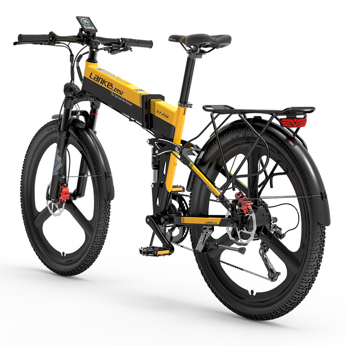 LANKELEISI 27-speed mountain bike 1000w folding electric bike XT750 Sport  14.5ah  ebike 26 inch fat tire  electric bicycle