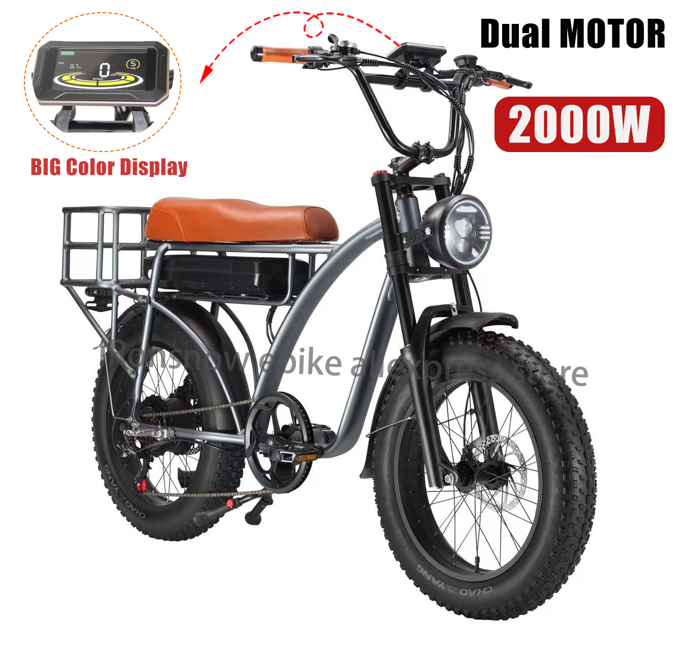 Smlro Retro Electric Bike 48V 1000W 2000W Dual Motor 18AH 7 Speed 20inch Fat tire Snow Bike Bicycle Cargo ebike For Adult Man