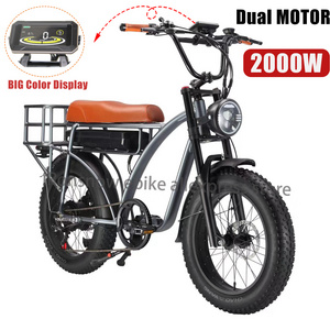 Smlro Retro Electric Bike 48V 1000W 2000W Dual Motor 18AH 7 Speed 20inch Fat tire Snow Bike Bicycle Cargo ebike For Adult Man