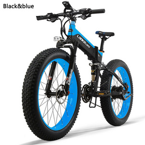 Duty Free LANKELEISI Foldable Electric City Road Bicycle 48V 1000W 13Ah 14.5Ah Ebike 26" Fat Tire 27 Speed Folding Bike T750PLUS