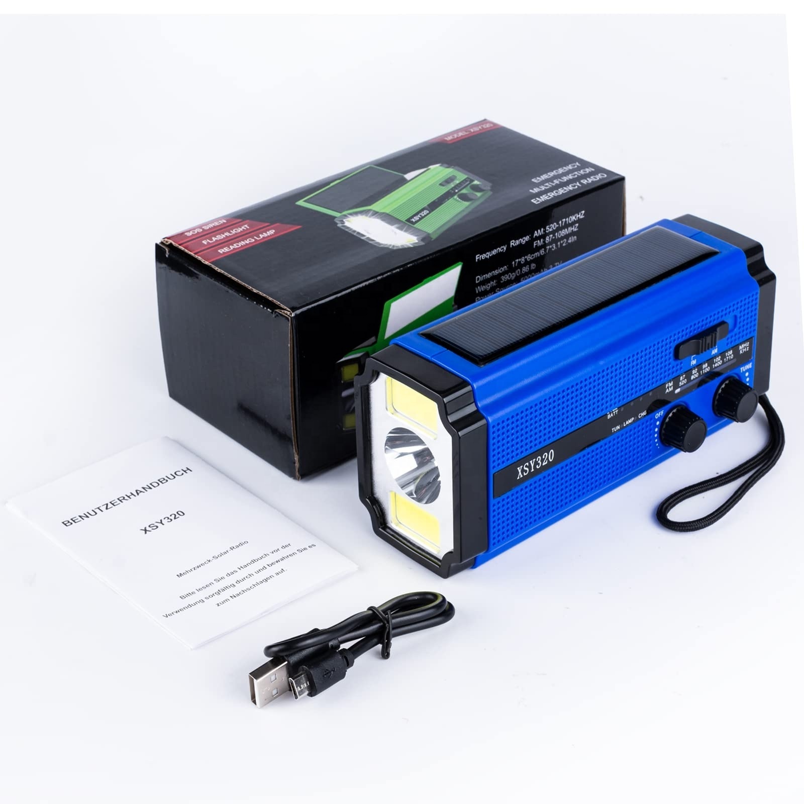 Best selling 5000mah Portable Emergency Hand Crank Solar Dynamo Radio AM/FM/NOAA With Led Flashlight Read Lamp Big Solar Panel