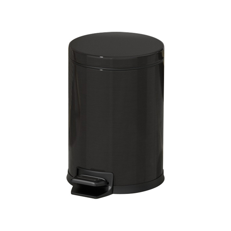 Wholesale circular metal trash cans in factories matte black titanium gold household foot trash cans with detachable bins