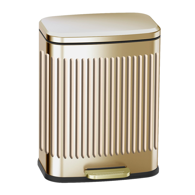 Factory direct sales of high end champagne gold stainless steel modern trash cans home decoration trash cans