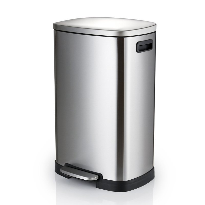 Factory supplies 38L/50L large capacity domestic indoor metal trash cans kitchen stainless steel trash cans