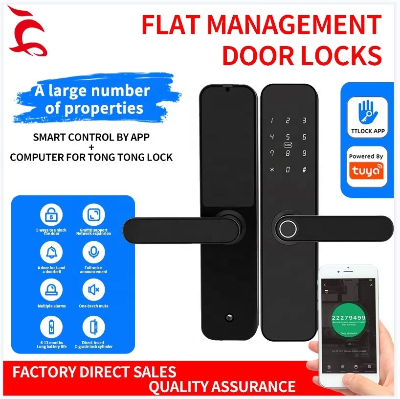 Tuya Fully Automatic WIFI Intelligent Fingerprint TTlock App High Security Smart Door Lock For Wooden Door