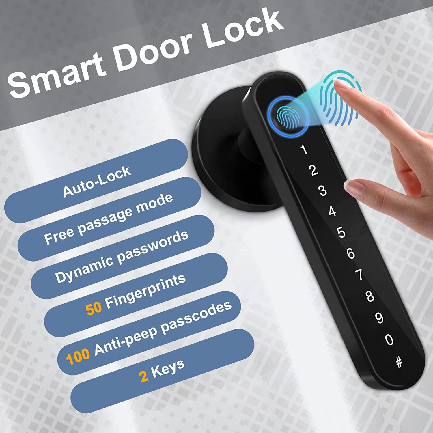 Bluetooth Biometric Fingerprint Password Key Unlock Digital Electronic Door Lock tuya smart lock For Bedroom Home