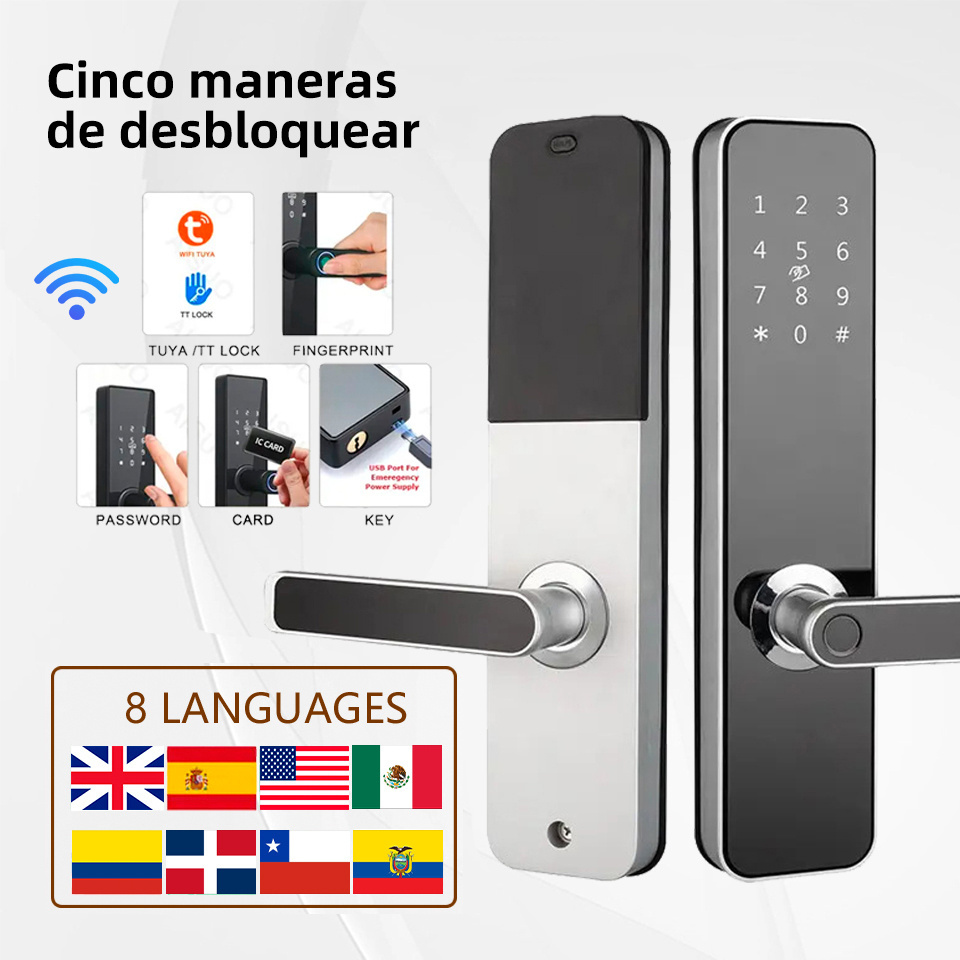 MZD Tuya TTLock App WiFi Biometric Fingerprint Door Lock Keyless Digital Cerradura Inteligente Smart Door Lock