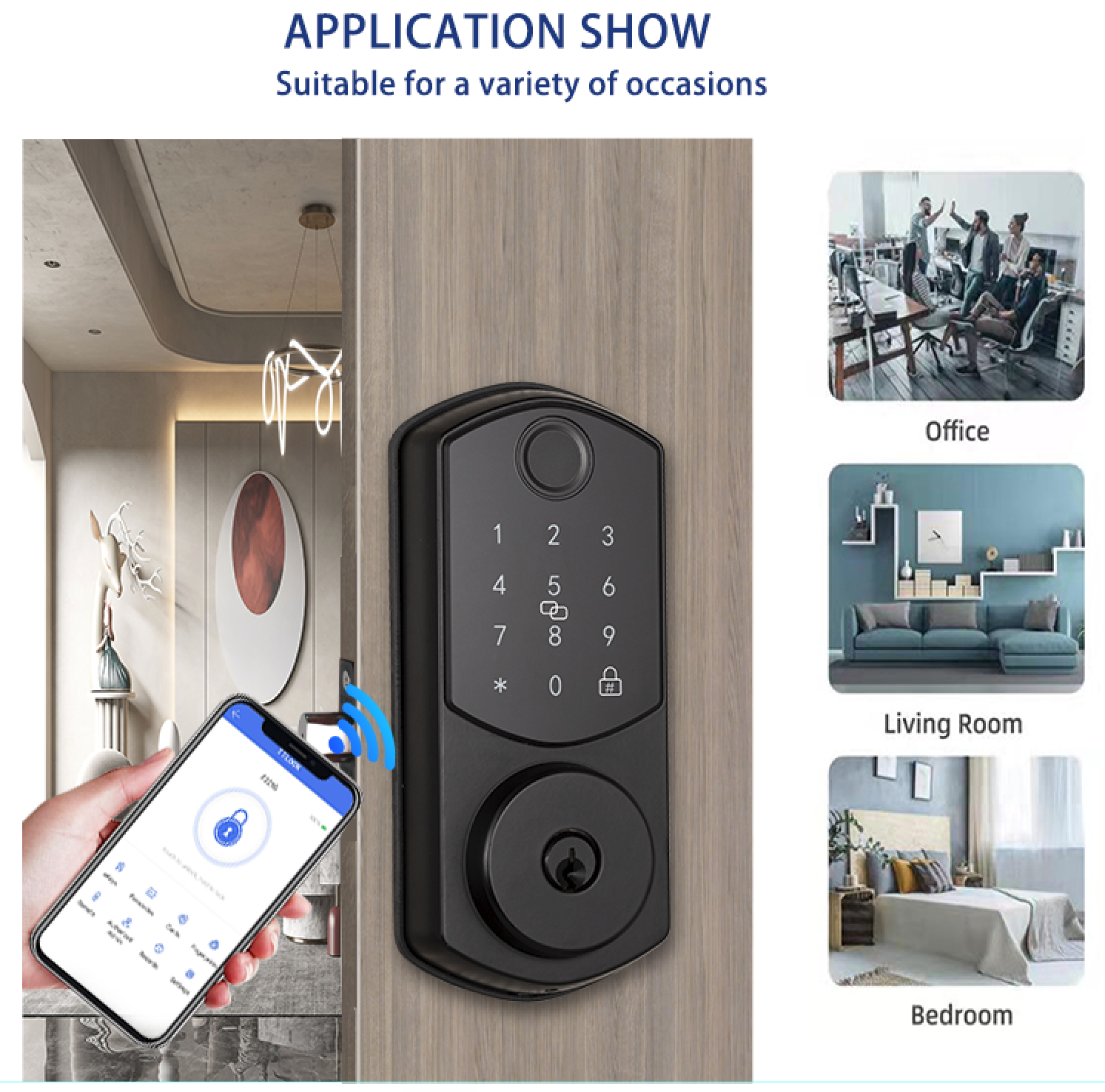 Mzd High Quality Tuya Ttlock Wifi Waterproof Password Premium Handle Smart Digital Lock For Bedroom