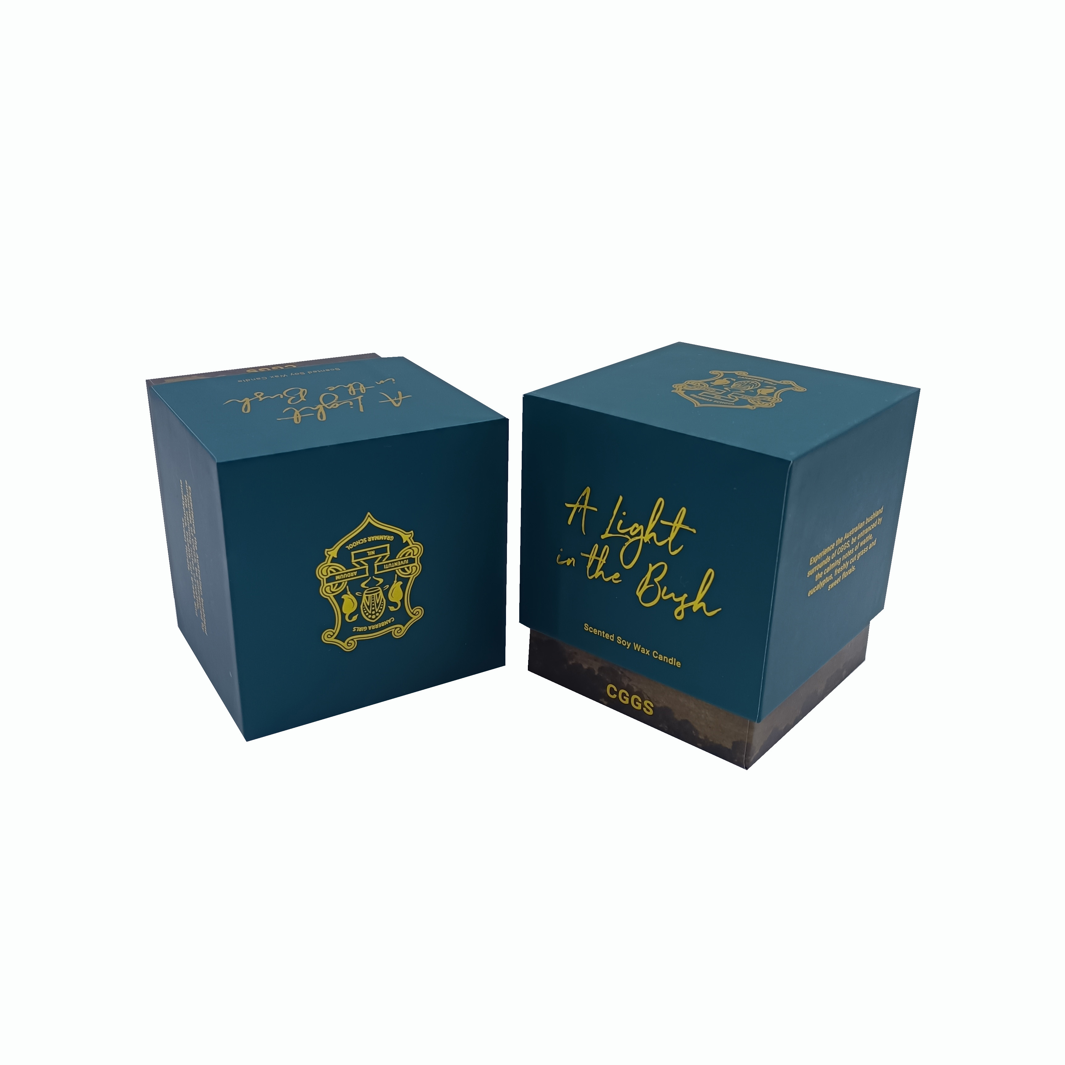 Wholesale Custom Luxury Texture Paper Material Lid And Base Candle Boxes With Gold Paper Around