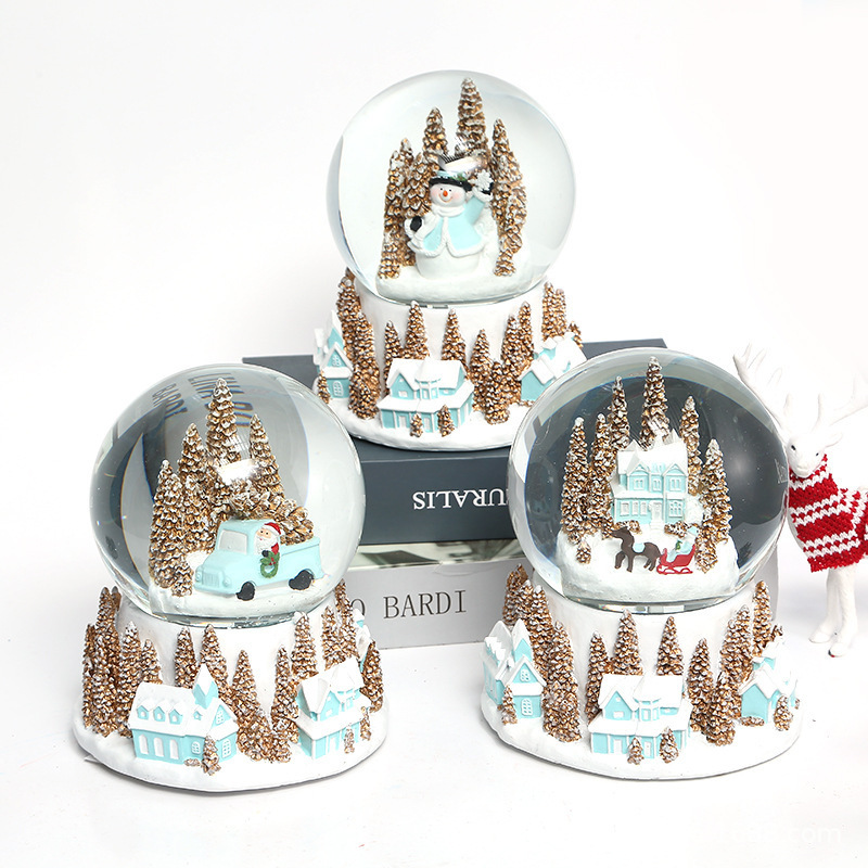 Wholesale High Quality Custom Snowman Figure Snow Globes With Silver Base 100m Resin Snowballs