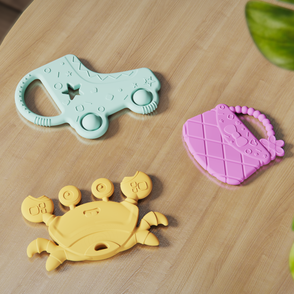 Fast Delivery Custom BPA Free Teether Sensory Toys Teething Silicone Baby Teether Crab Animal Teether