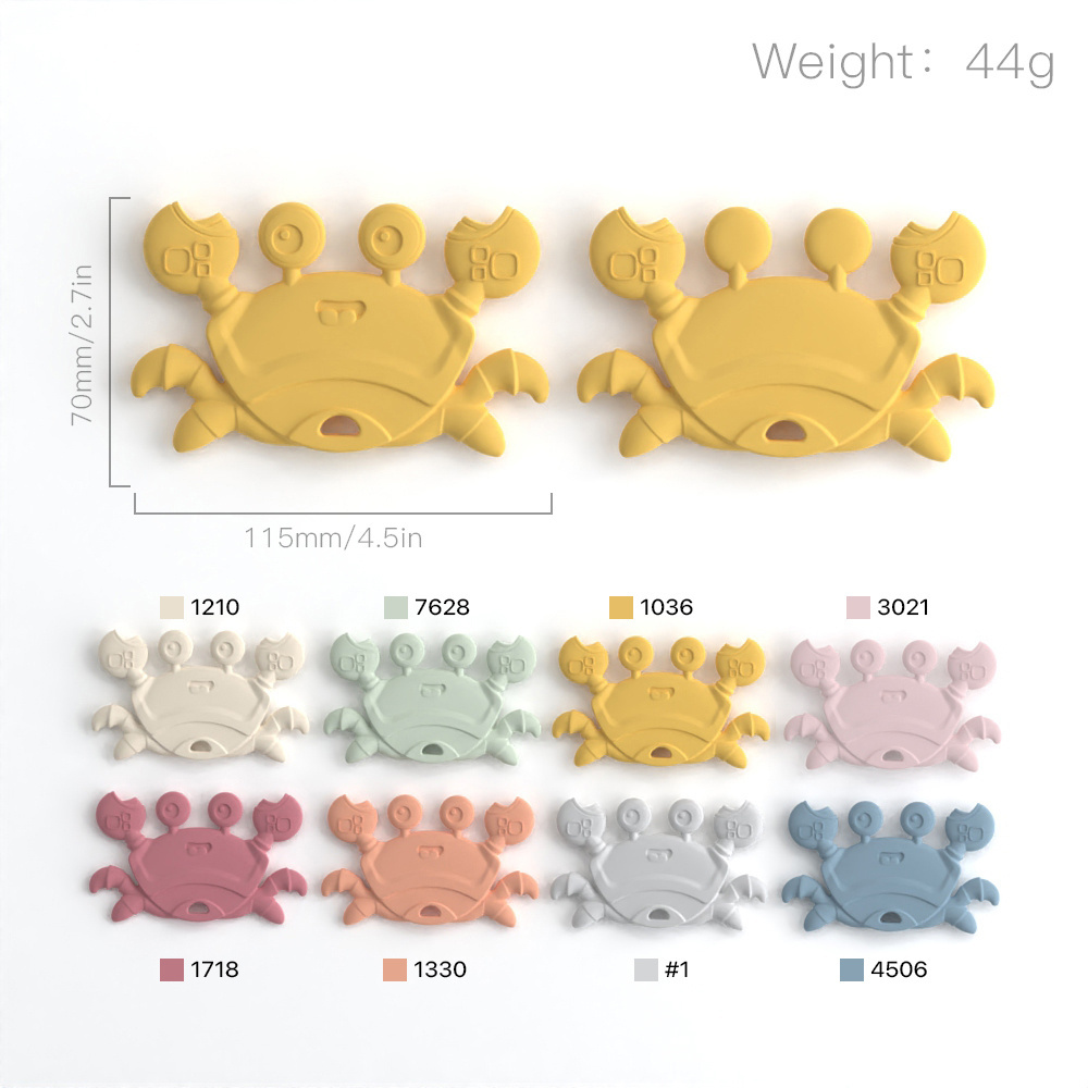 Fast Delivery Custom BPA Free Teether Sensory Toys Teething Silicone Baby Teether Crab Animal Teether