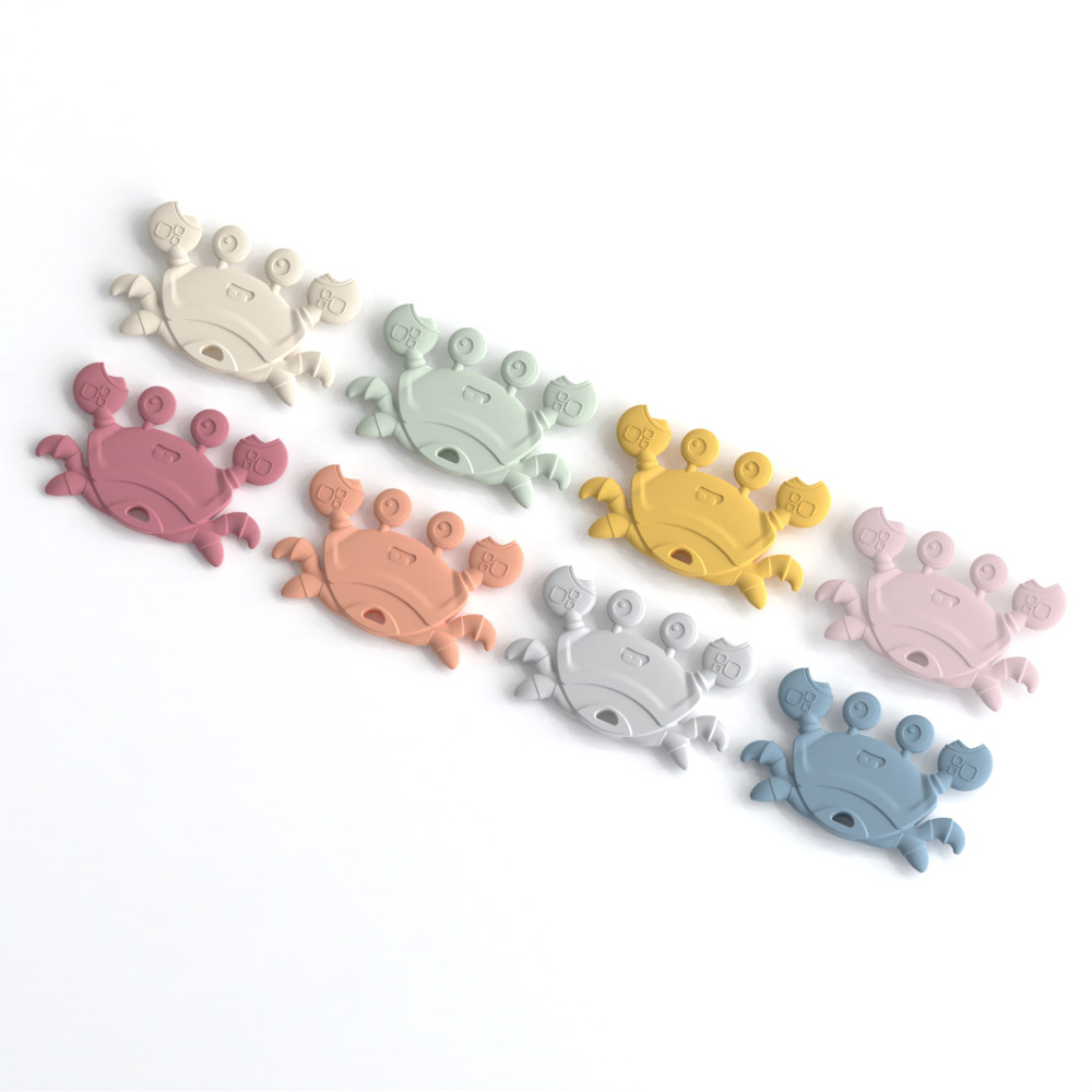 Fast Delivery Custom BPA Free Teether Sensory Toys Teething Silicone Baby Teether Crab Animal Teether