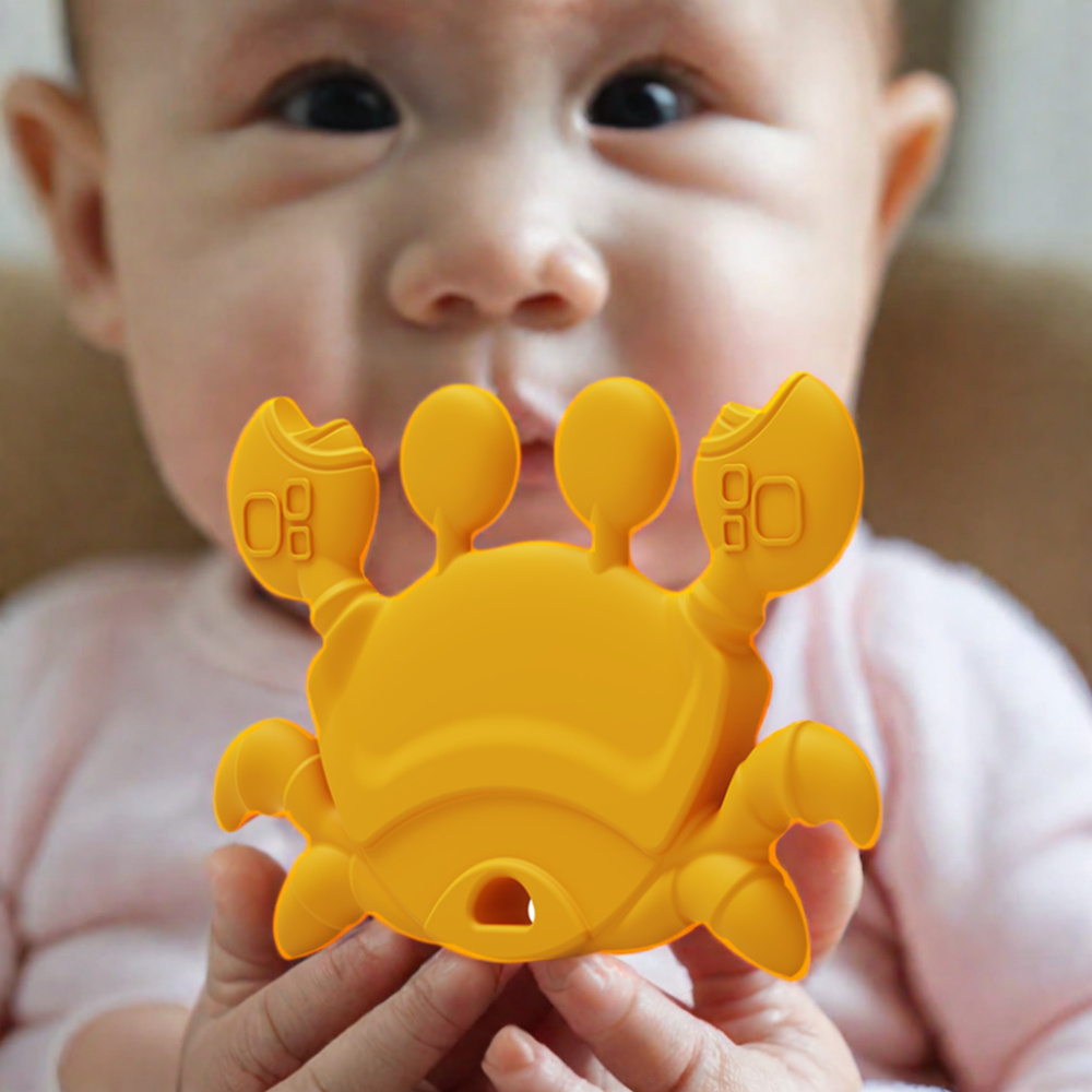 Fast Delivery Custom BPA Free Teether Sensory Toys Teething Silicone Baby Teether Crab Animal Teether