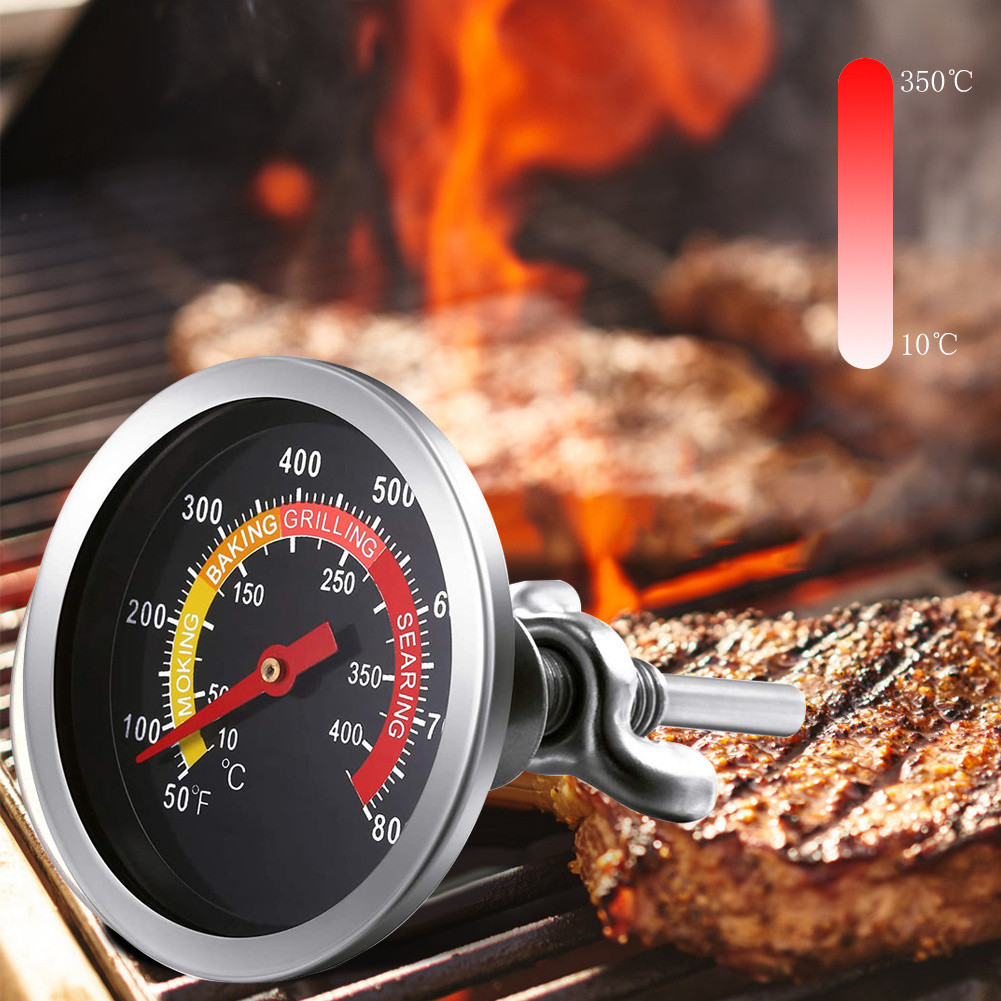 Food Thermometer Outdoor Barbecue Thermometer Dial Display Stainless Steel BBQ Grill Temp Gauge Kitchen Oven Thermometer