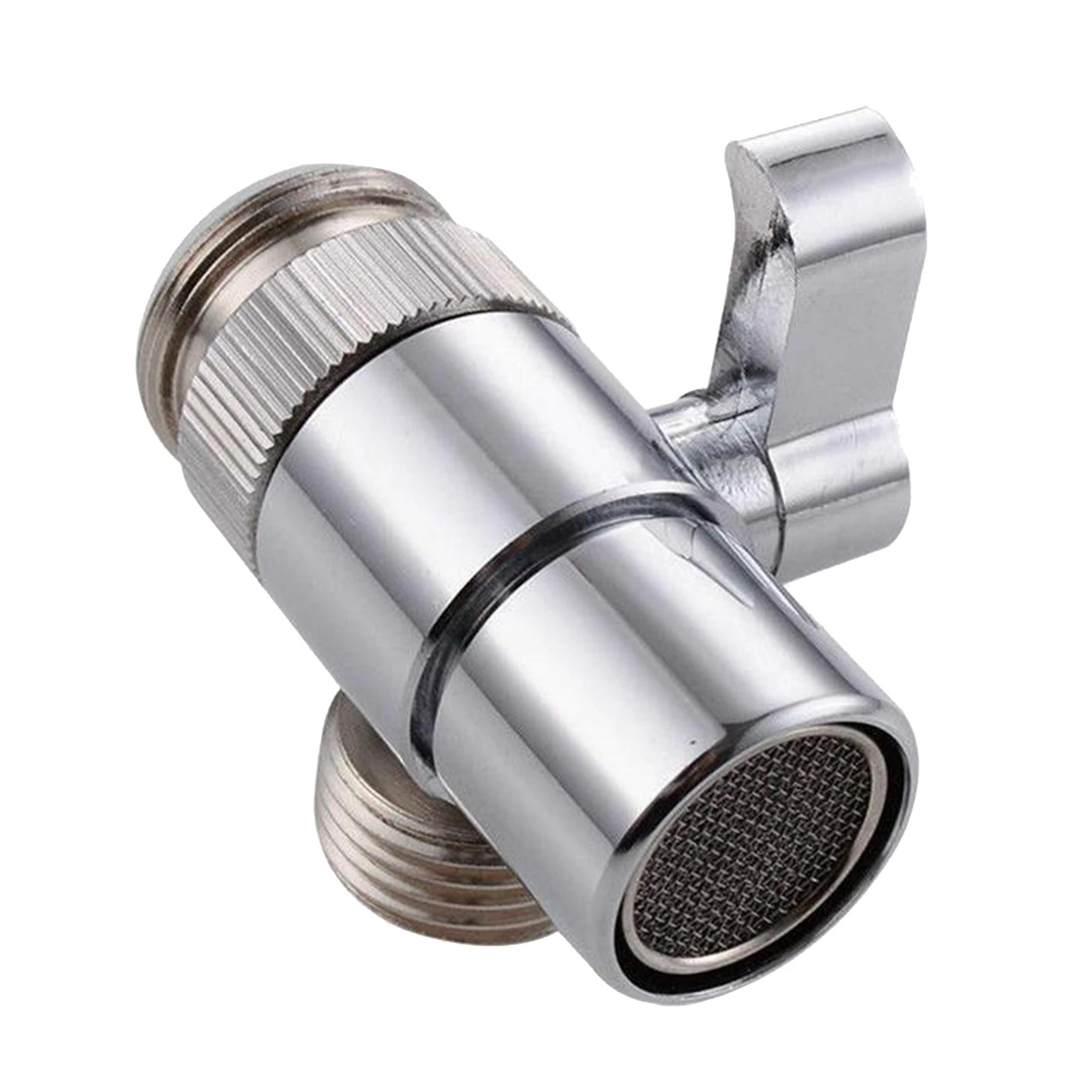 3 Way Metal T-Adapter With Shut-Off Valve Connector Solid Brass Shower Arm Diverter Valve Handshower