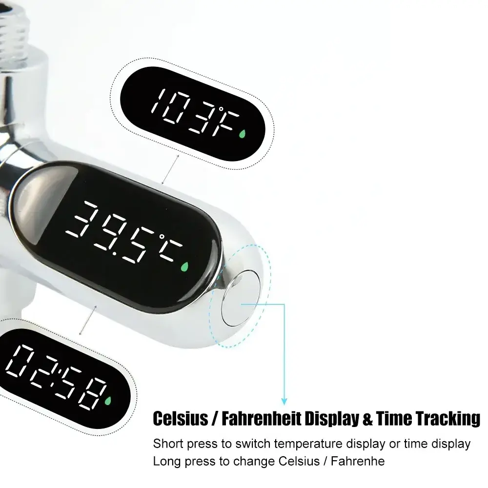 Hot Tub Water Temperature Monitor Electricity LED Display Home Shower Faucets Water Thermometer Bathing Temperature Meter