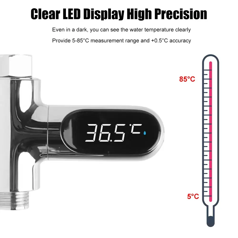 Hot Tub Water Temperature Monitor Electricity LED Display Home Shower Faucets Water Thermometer Bathing Temperature Meter