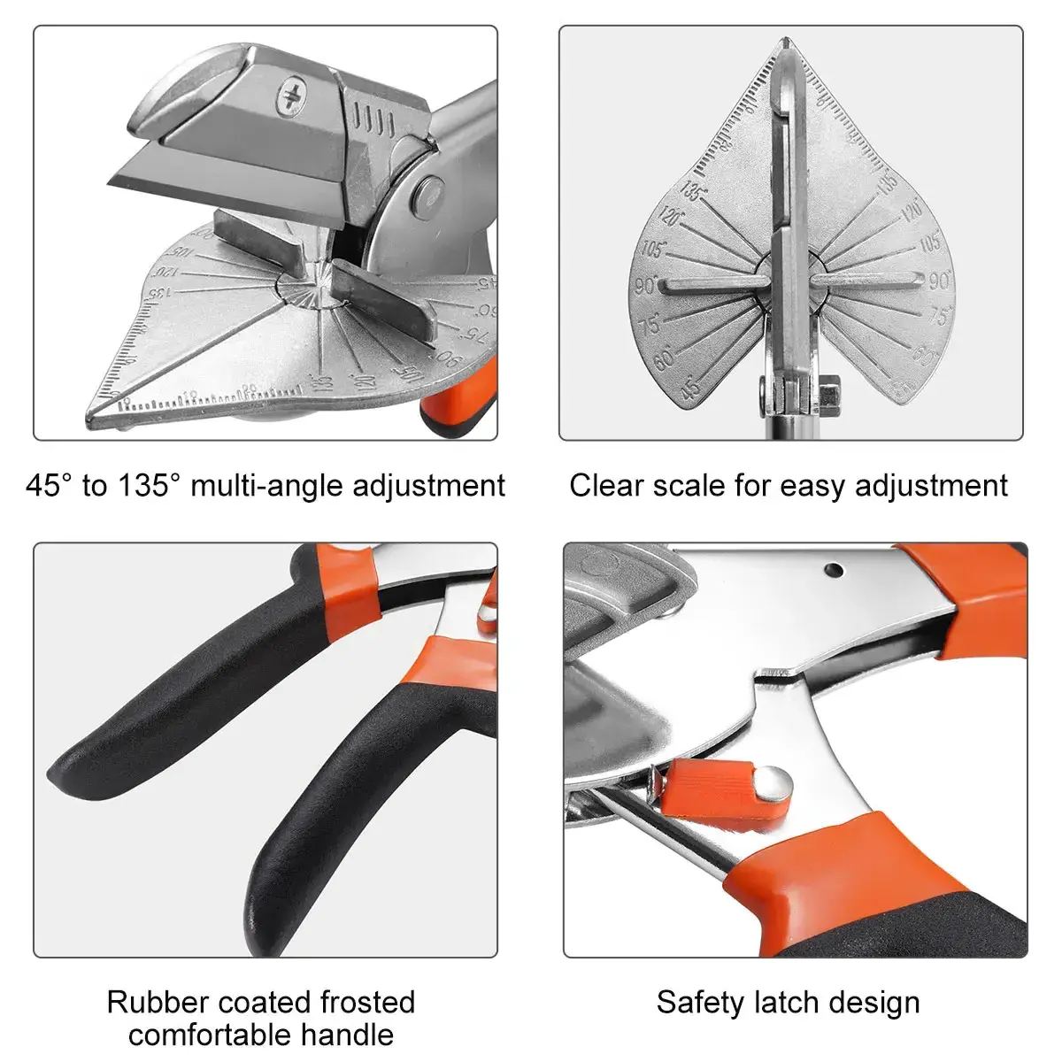 Angle Shear 45-135 Degree Miter Cutter Hand Shear Mitre Scissor Siding Wire Duct Cutter PVC PE Plastic Pipe Hose Scissors Cut