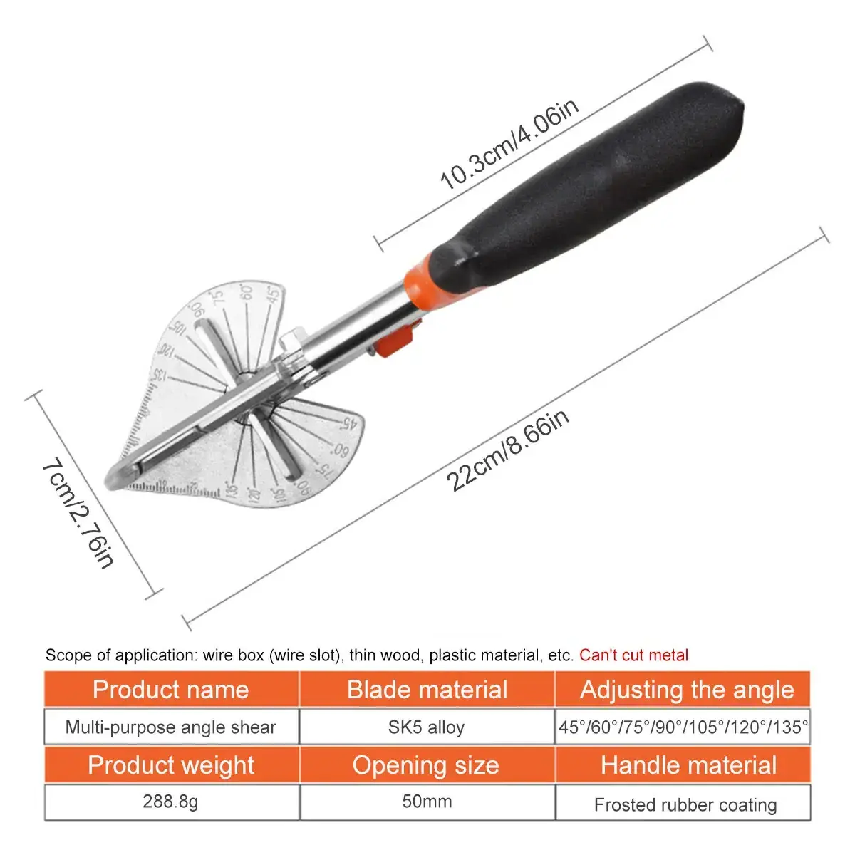 Angle Shear 45-135 Degree Miter Cutter Hand Shear Mitre Scissor Siding Wire Duct Cutter PVC PE Plastic Pipe Hose Scissors Cut