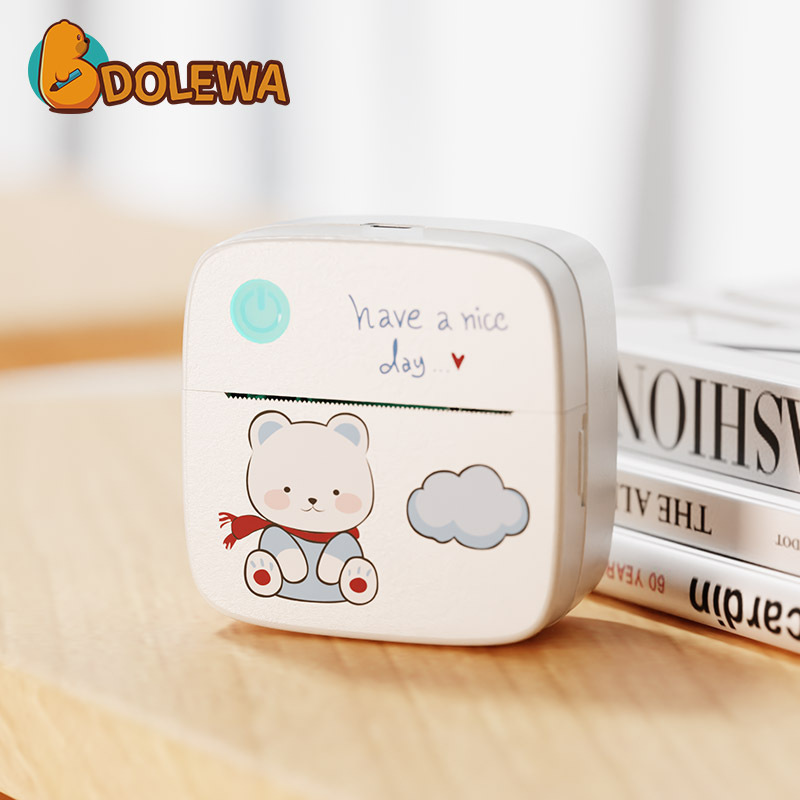 Lai Lai Bear 203dpi 53mm Printing Stickers Wireless Inkless Mini Pocket Label Notes Portable Photo Printer