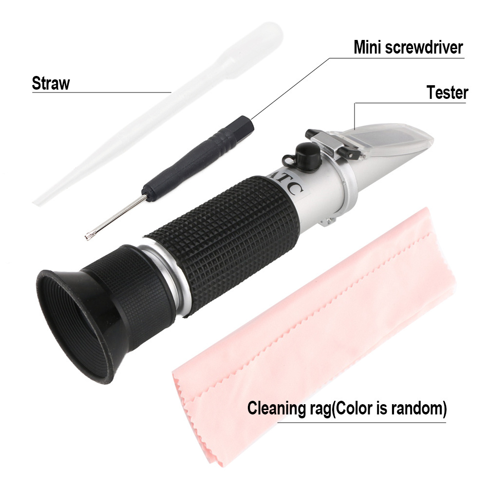 Refractometer Fruit Wine Meter Sugar Portable Auto Brix 0~32% Alcohol 0~26% Fruit Juice Wine Sugar Meter Refractometer RZ136