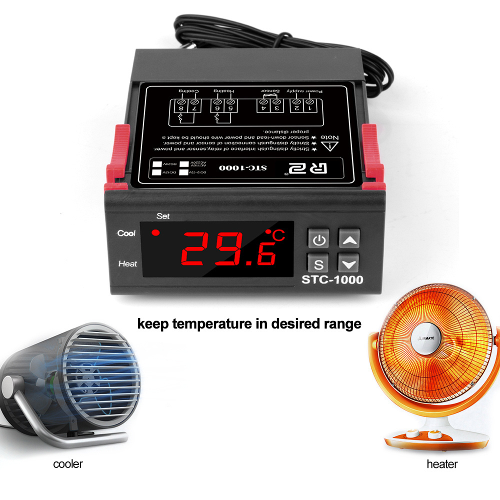 Temperature Controller Digital LED Thermoregulator Thermostat For Incubator Relay 10A Heating Cooling STC-1000 12V 24V 72V 220V