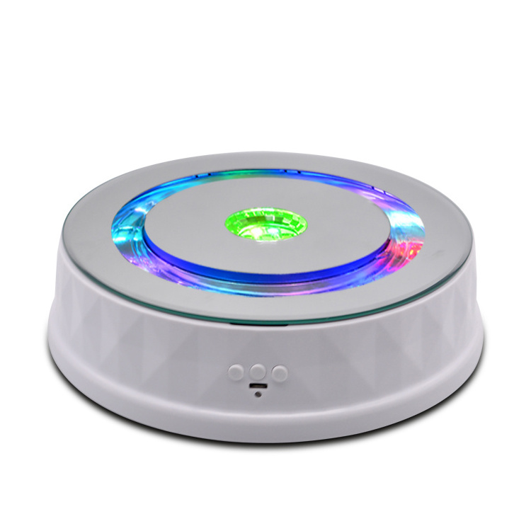 Exquisite 230 mm display rack electric led light 360 degree adjustable rotating turntable display stand