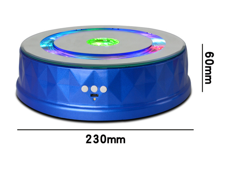 Exquisite 230 mm display rack electric led light 360 degree adjustable rotating turntable display stand