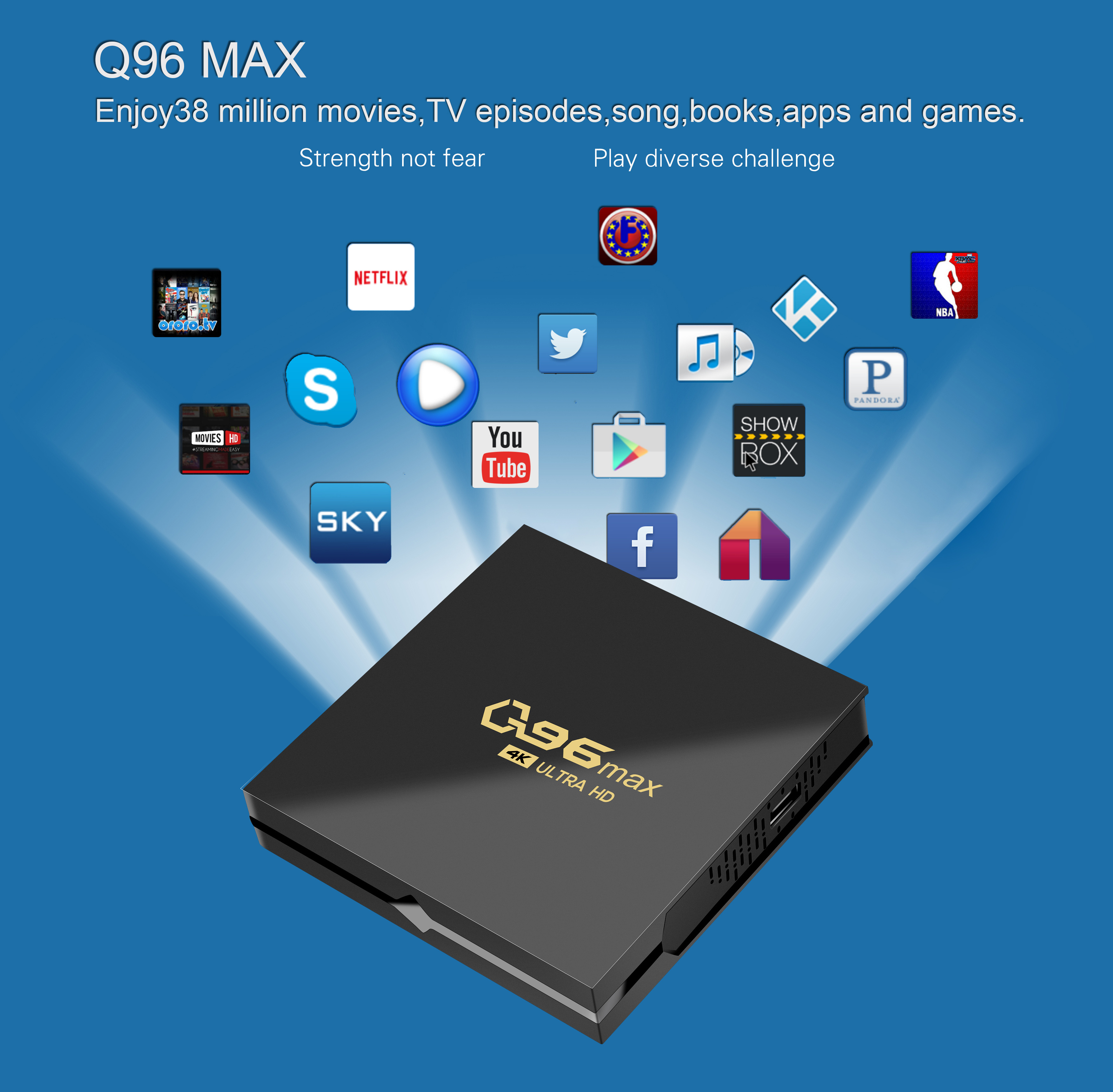 Explosive Q96 MAX 4K HD TV box LED display black set-top box memory can be upgraded set-top box