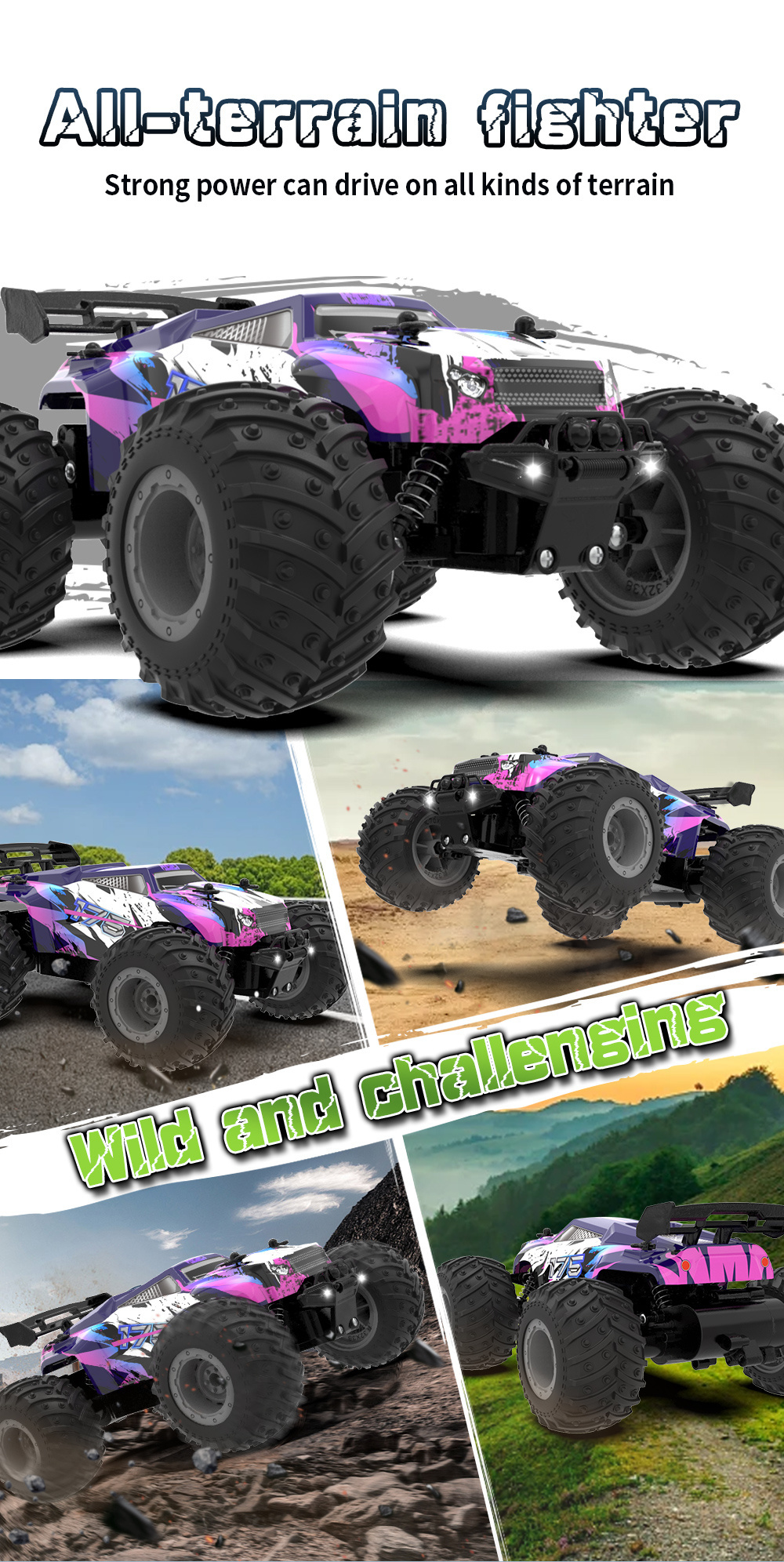 HOT JJRC Q175 RC Cars 1:18 Big Wheel 2.4GHz 2WD RC Monster Truck All Terrain Off Road 20KM/H High Speed RC Racing Car