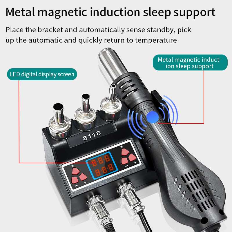 8118 2-in-1 Dual Digital Desoldering Station 220V Hot Air Gun Soldering Rework Station Specialized Electronic Repair Tools