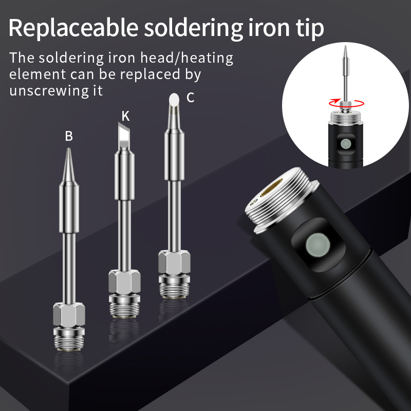 Wireless rechargeable USB soldering iron adjustable 18650 lithium battery removable soldering tool soldering pen