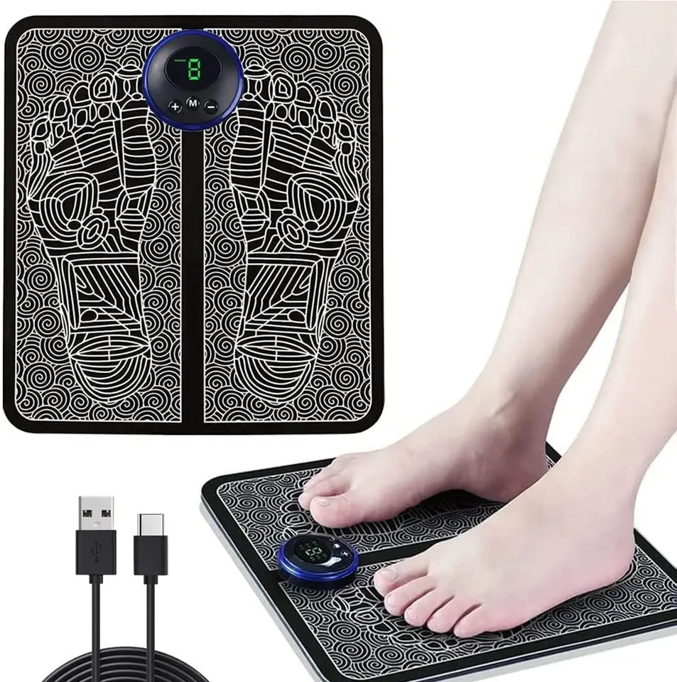 Kneading Foldable Tens Vibrating Electric Foot Massage Machine Ems Reflexology Mat Foot Massager