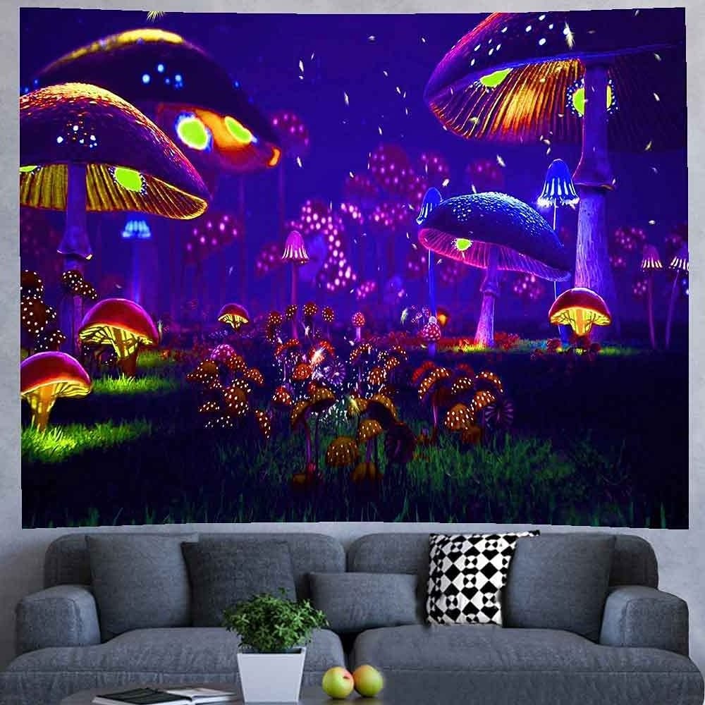 Fantasy Mushroom Cartoon Tapestry Forest Colorful Digital Drawing Wall Tapestry Living Room Home Decoration Tapestry