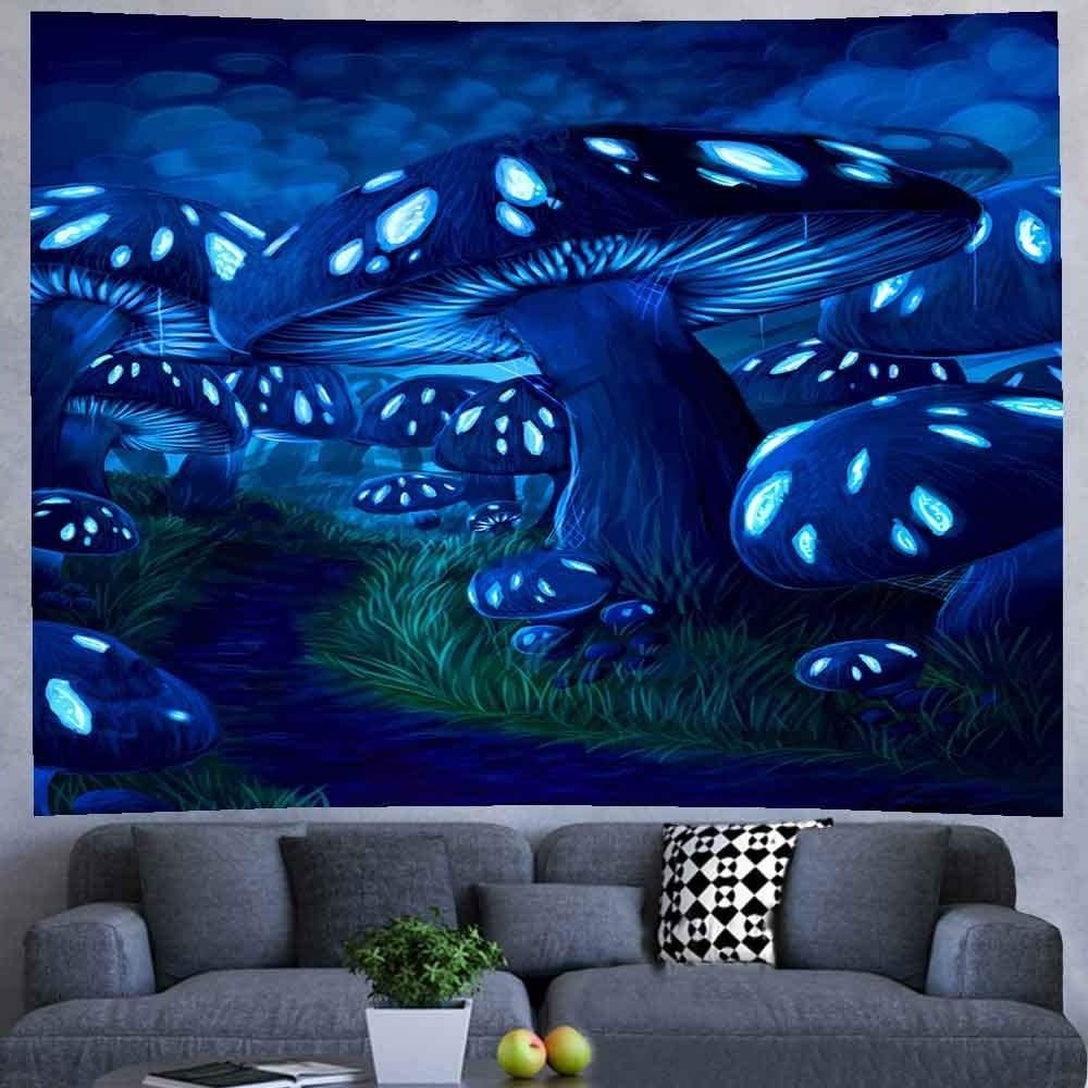 Fantasy Mushroom Cartoon Tapestry Forest Colorful Digital Drawing Wall Tapestry Living Room Home Decoration Tapestry