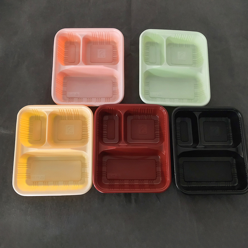 Wholesale To Go PP Disposables Plates Sets Dinnerware Tableware 3 Compartiments Plastic Bento Lunch Box With  Lid