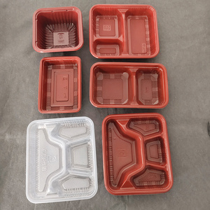 Wholesale To Go PP Disposables Plates Sets Dinnerware Tableware 3 Compartiments Plastic Bento Lunch Box With  Lid