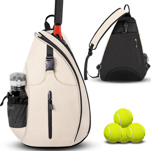 Customized Tennis Bag, Tennis Sling Backpack Crossbody Water Resistant for Men Women, Holds Tennis Badminton Pickleball Rackets