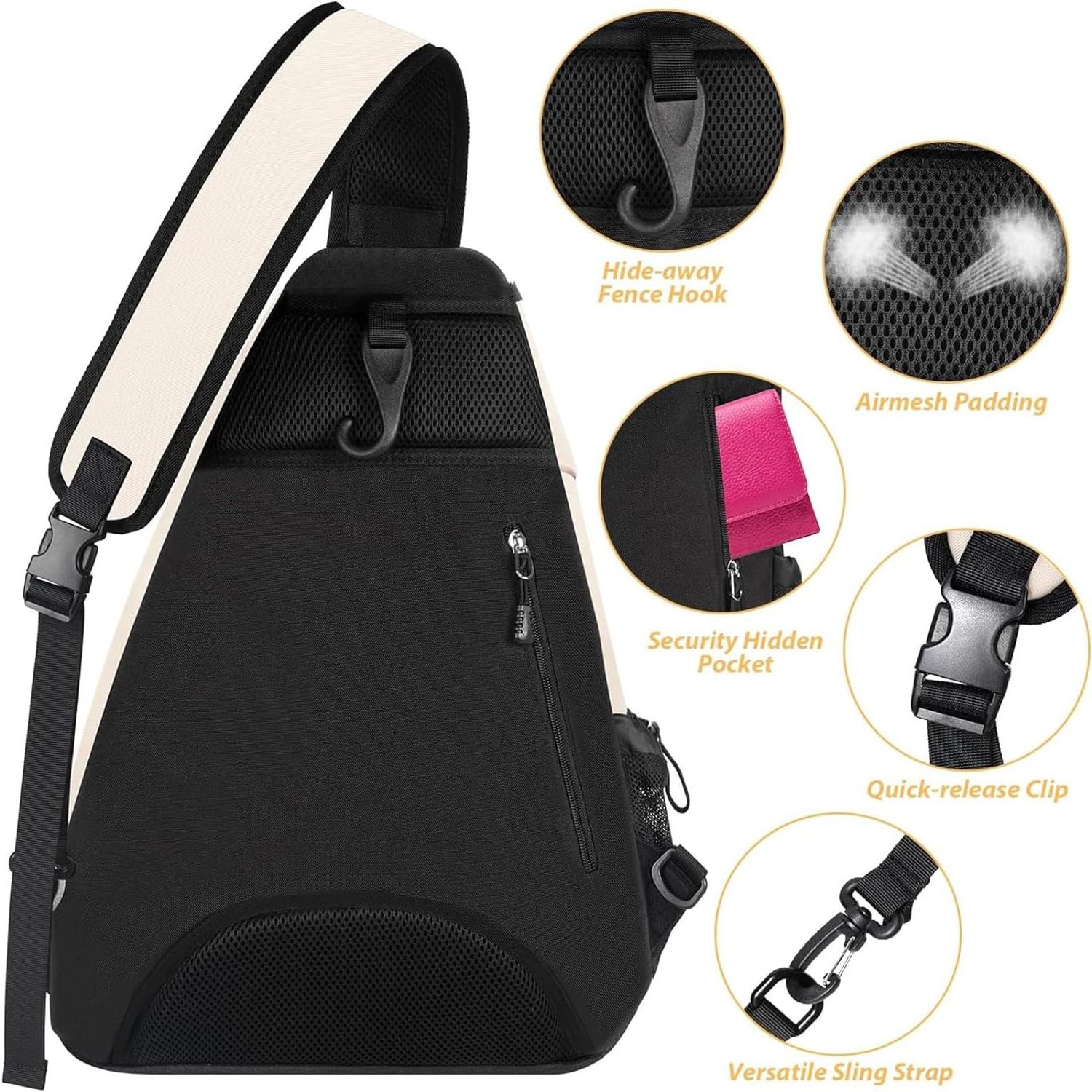 Customized Tennis Bag, Tennis Sling Backpack Crossbody Water Resistant for Men Women, Holds Tennis Badminton Pickleball Rackets