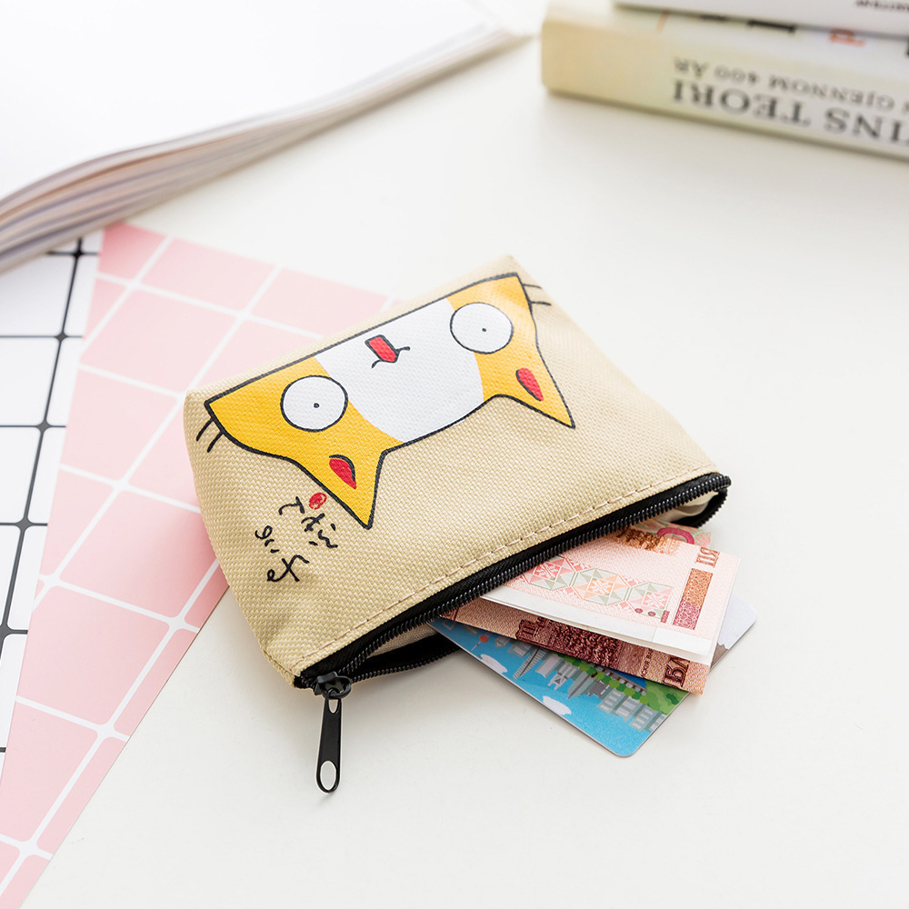 Custom Canvas Fabric Small zippered pouch For Women Cute Printed Mini Change Wallet Key Money Bag  coin purse