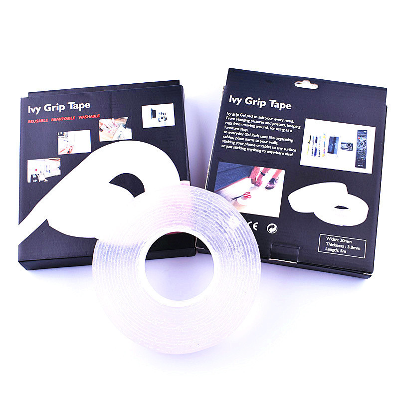 Heavy Duty Multipurpose Removable Clear nano adhesive tape Reusable Double Side PU Gel tape Ivy Grip Tape for Kitchenware