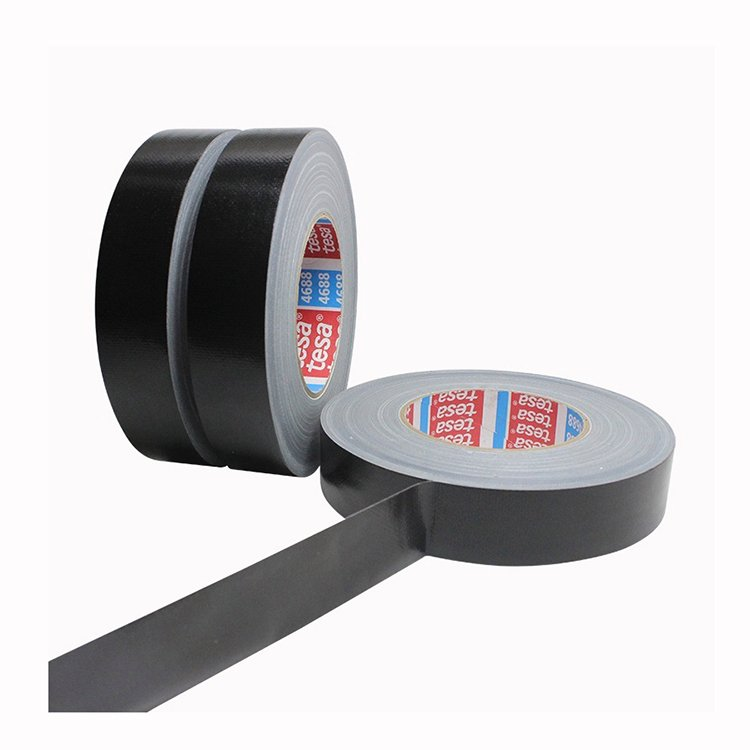 Best Selling Single Side Adhesive Binding Cloth Binding Tape 4688 50m  Black Sliver PE Coating Cloth Duct Tape