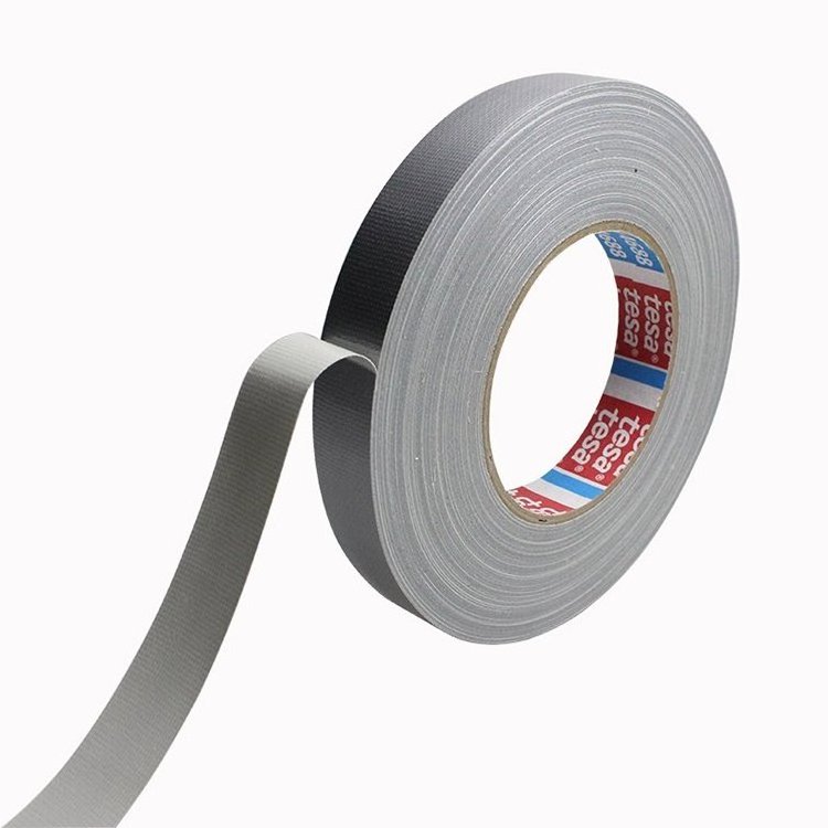 waterproof single side Cloth binding tape 0.26mm tesa 4688  black sliver PE coating cloth duct adhesive tape